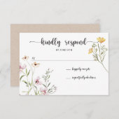 Bruiloft RSVP kaart met wilde bloemen (Voorkant / Achterkant)