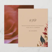Bruiloft RSVP kaart Moderne Tropische Roos (Voorkant / Achterkant)