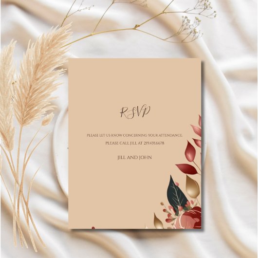 Bruiloft RSVP kaart Moderne Tropische Roos