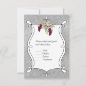 Bruiloft RSVP-kaart | Plum, NEP Zilver Folie Bloem Kaart (Achterkant)