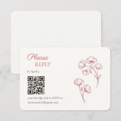 Bruiloft RSVP kaart Scarlet Poppy (Voorkant / Achterkant)
