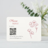 Bruiloft RSVP kaart Scarlet Poppy (Staand voorkant)