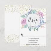 bruiloft rsvp kaart succulent cactus floral gold (Voorkant / Achterkant)