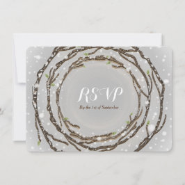 Bruiloft RSVP kaart Takken Winter