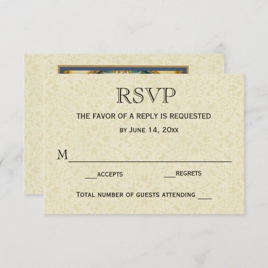 Bruiloft RSVP Kaart / Traditional Mary Joseph (Voorkant / Achterkant)
