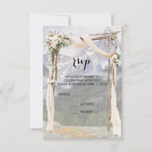 Bruiloft RSVP kaart voor buiten Mountain Arbor Par (Voorkant)
