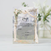 Bruiloft RSVP kaart voor buiten Mountain Arbor Par (Staand voorkant)