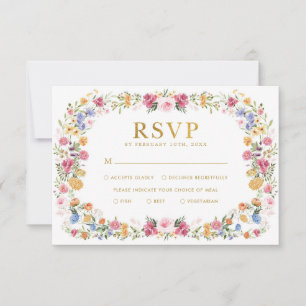 Bruiloft RSVP kaart voor een lichte voorjaars bloe