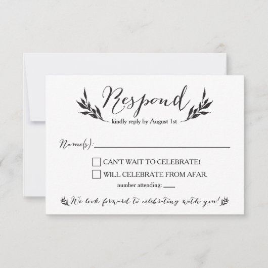 Bruiloft RSVP kaart voor meneer en mevrouw Kraft R (Voorkant)