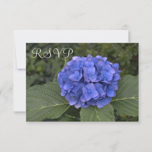 Bruiloft RSVP Kaarten Blue Hydrangea Bloemen (Voorkant)