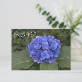 Bruiloft RSVP Kaarten Blue Hydrangea Bloemen (Staand voorkant)