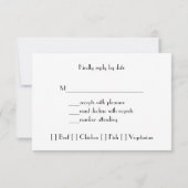 Bruiloft RSVP Kaarten, Elegant Zwart en Zilver (Achterkant)