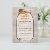 Bruiloft RSVP kaarten in jute pot met rustieke uit Kaartje (Staand voorkant)