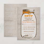 Bruiloft RSVP kaarten in jute pot met rustieke uit Kaartje (Voorkant / Achterkant)