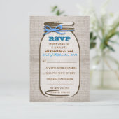 Bruiloft RSVP kaarten in jute stenen pot Kaartje (Staand voorkant)