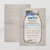 Bruiloft RSVP kaarten in jute stenen pot Kaartje (Voorkant / Achterkant)