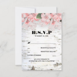Bruiloft RSVP Kaarten met Berkenbast in Landelijke Kaartje