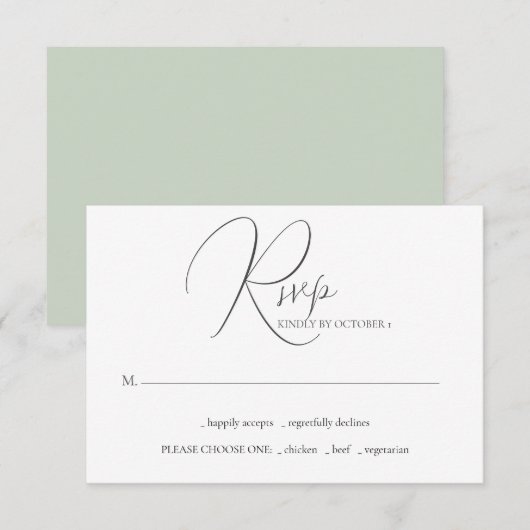 Bruiloft RSVP Kaarten minimalistische kalligrafie Notitiekaartje (Voorkant / Achterkant)