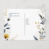 BRUILOFT RSVP KAARTEN | Navy Blue Geel Goud Bloeme (Achterkant)