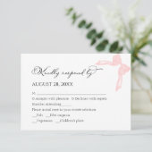 Bruiloft RSVP Kaarten | Pink Bow-kalligrafie (Staand voorkant)