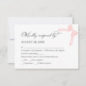 Bruiloft RSVP Kaarten | Pink Bow-kalligrafie Kaartje (Voorkant)