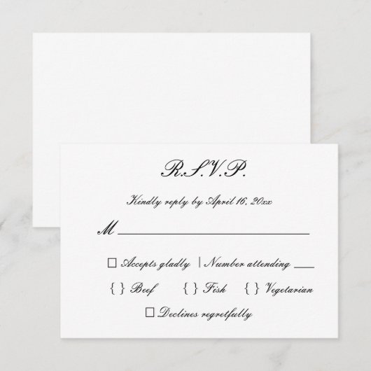 bruiloft RSVP kaartje (Voorkant / Achterkant)