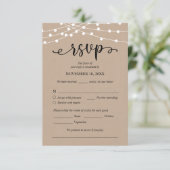 Bruiloft RSVP, Maaltijdopties, Kraft String Lights Informatiekaartje (Staand voorkant)