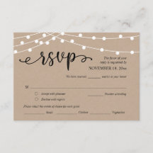 Bruiloft RSVP, Maaltijdopties, Kraft String Lights