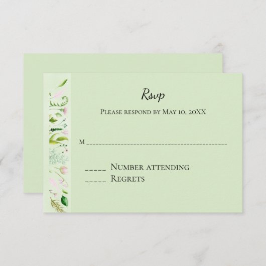 Bruiloft RSVP met bloemrijke groen (Voorkant / Achterkant)