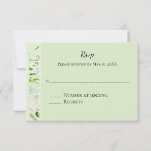 Bruiloft RSVP met bloemrijke groenvoorziening Kaartje