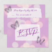 Bruiloft RSVP met Lavendel Vlinders Kaart (Voorkant / Achterkant)