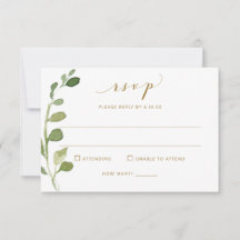 Bruiloft RSVP met maaltijdkeuze & nummer Eucalyptu