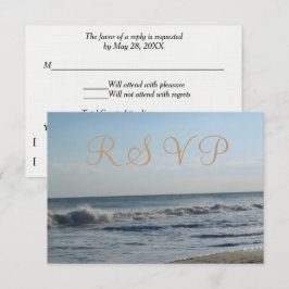 Bruiloft RSVP met strandzand en oceaangolven Kaartje