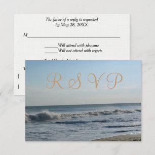 Bruiloft RSVP met strandzand en oceaangolven Kaartje