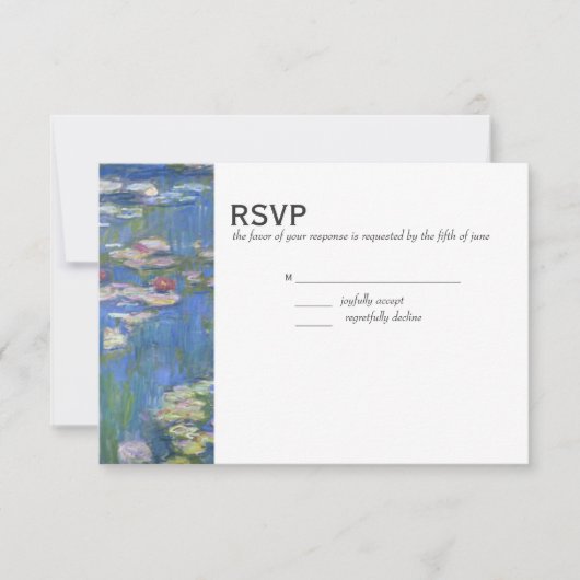 Bruiloft RSVP / Monet Waterlelies Kaartje (Voorkant)