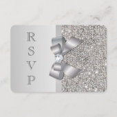 Bruiloft RSVP Nep Zilveren Pailletten Strik (Voorkant)