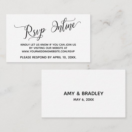 Bruiloft RSVP Online Elegant Script Informatiekaartje (Voorkant / Achterkant)