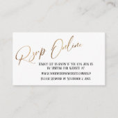 Bruiloft RSVP Online Goud Elegant Handschrift Informatiekaartje (Voorkant)