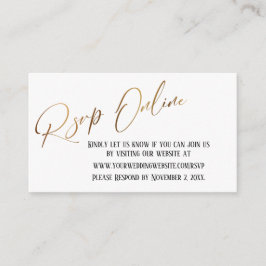 Bruiloft RSVP Online Goud Elegant Handschrift Informatiekaartje