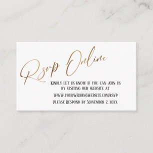 Bruiloft RSVP Online Goud Elegant Handschrift Informatiekaartje