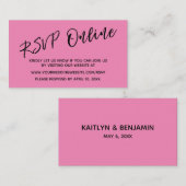 Bruiloft RSVP Online Handschrift Bright Pink Informatiekaartje (Voorkant / Achterkant)