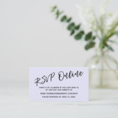 Bruiloft RSVP Online Handschrift Lavendel Informatiekaartje (Staand voorkant)