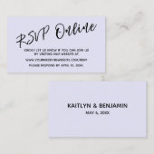 Bruiloft RSVP Online Handschrift Lavendel Informatiekaartje (Voorkant / Achterkant)