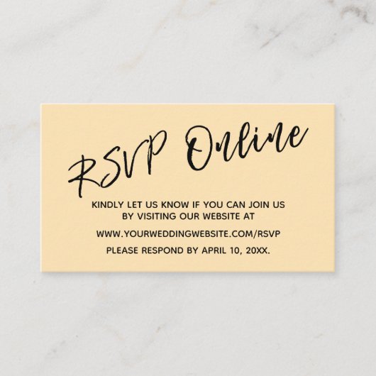 Bruiloft RSVP Online Handschrift Peach Informatiekaartje (Voorkant)