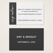 Bruiloft RSVP Online invoegen Donker Grijs & Wit