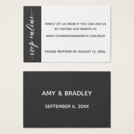 Bruiloft RSVP Online invoegen Donker Grijs & Wit Visitekaartjes