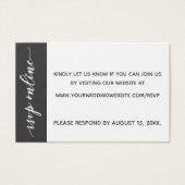 Bruiloft RSVP Online invoegen Donker Grijs & Wit Visitekaartjes (Voorkant)