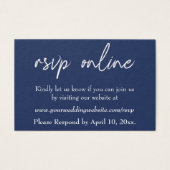 Bruiloft RSVP Online invoegen Wit Script & Marine, Visitekaartje (Voorkant)