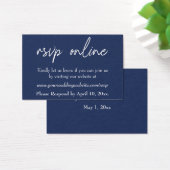 Bruiloft RSVP Online invoegen Wit Script & Marine, Visitekaartje (Bureau)