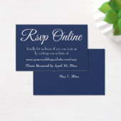 Bruiloft RSVP Online invoegen Wit Script & Marine, Visitekaartjes (Bureau)